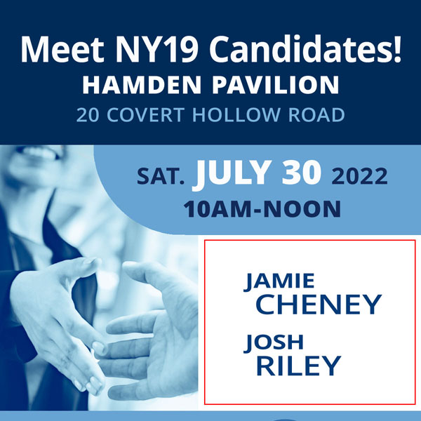 Hamden, July 30: NY19 Candidates Event