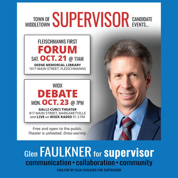 Middletown Supervisor Forum Oct., 21 / Debate Oct. 23