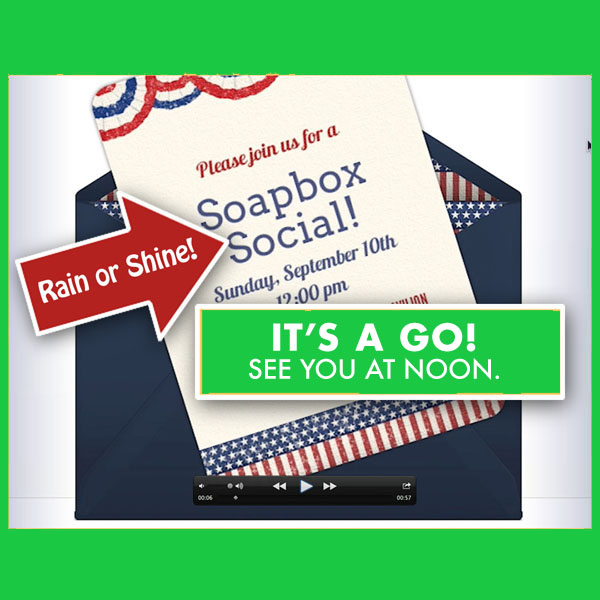 Soapbox Social in Margaretville, Sept 10, is a GO!