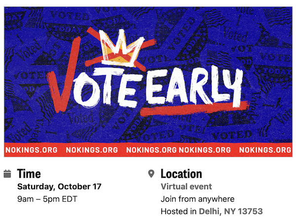 No Kings: Oct 17 Vote Early Virtual Rally